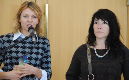 Tatiana Kalouguine et Sarah Delattre lors de leur discours de remerciements (crédit : N.G)